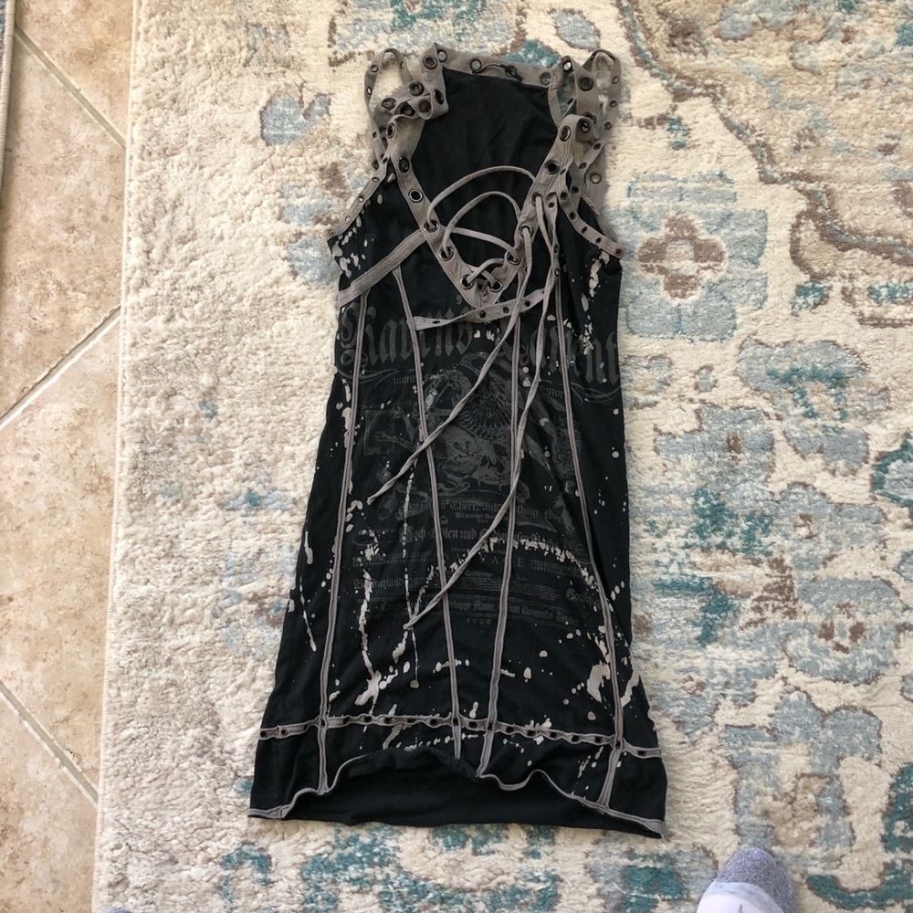 Salvage lace up tank top with grommets
